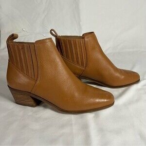 Lucky Brand Womens size 8.5 Brown Tan Ilisse Leather Ankle Bootie Cowboy Slip On